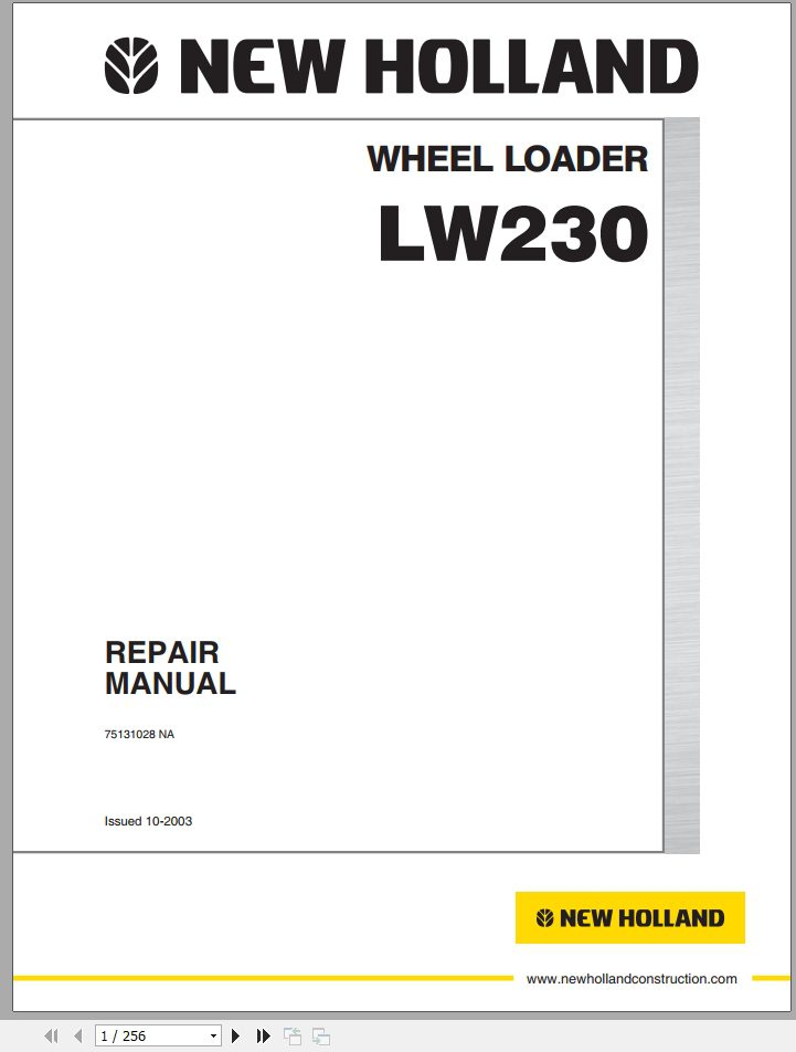 New Holland Wheel Loader LW230 Repair Manual75131028 1
