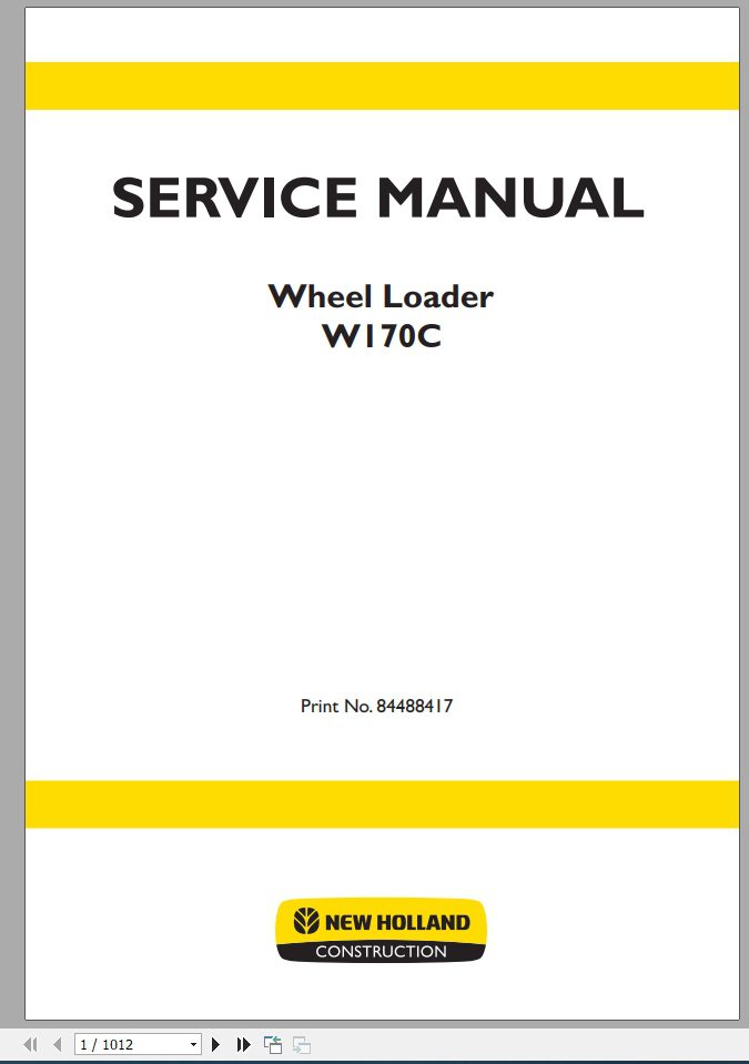 New Holland Wheel Loader W170C Service Manual84488417 1