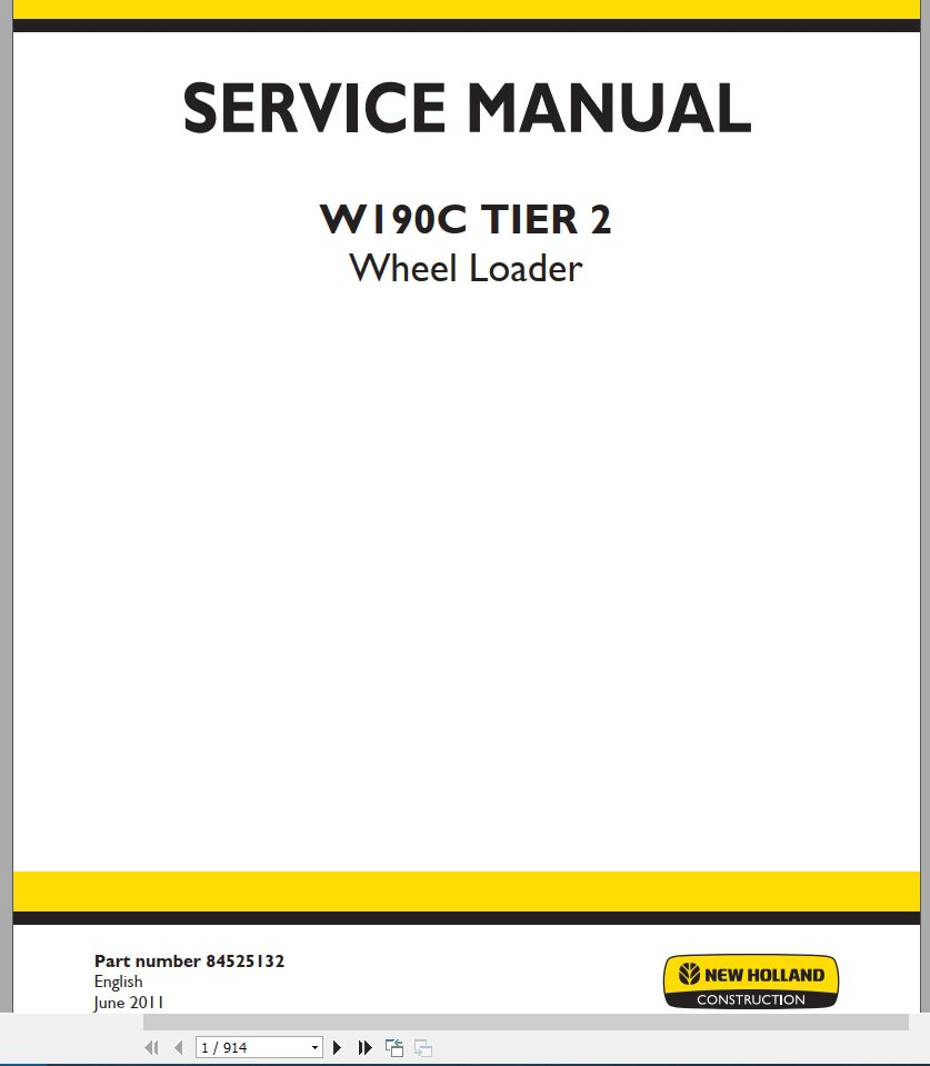 New Holland Wheel Loader W190C Service Manual84525132 1