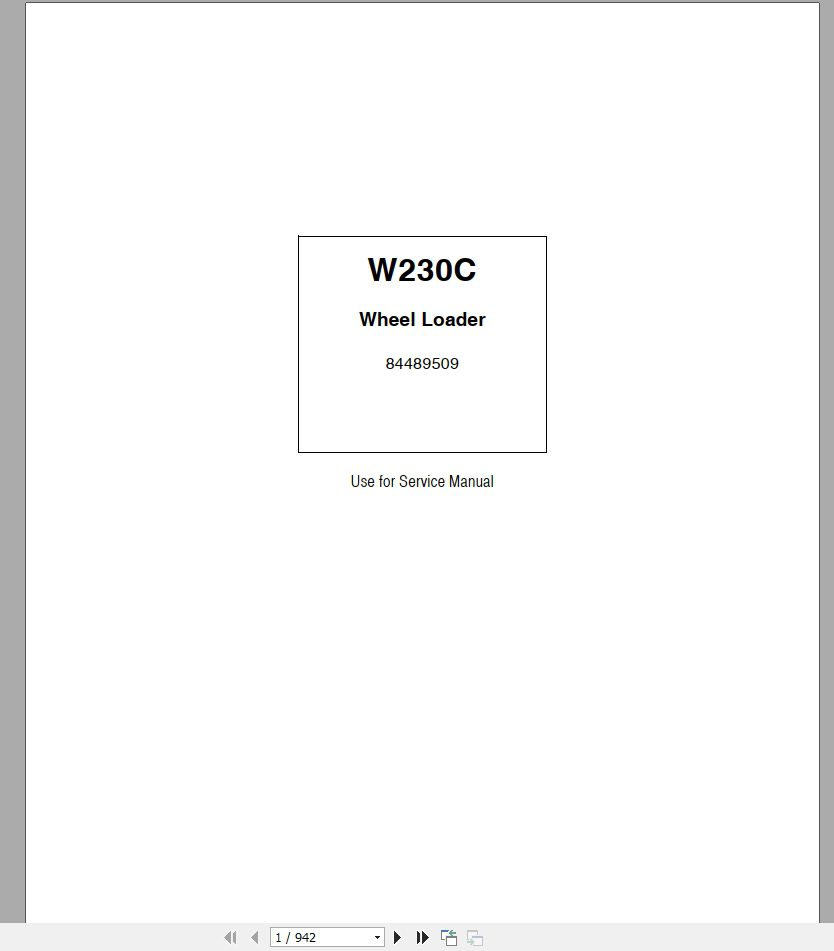 New Holland Wheel Loader W230C Service Manual84489509A4 1