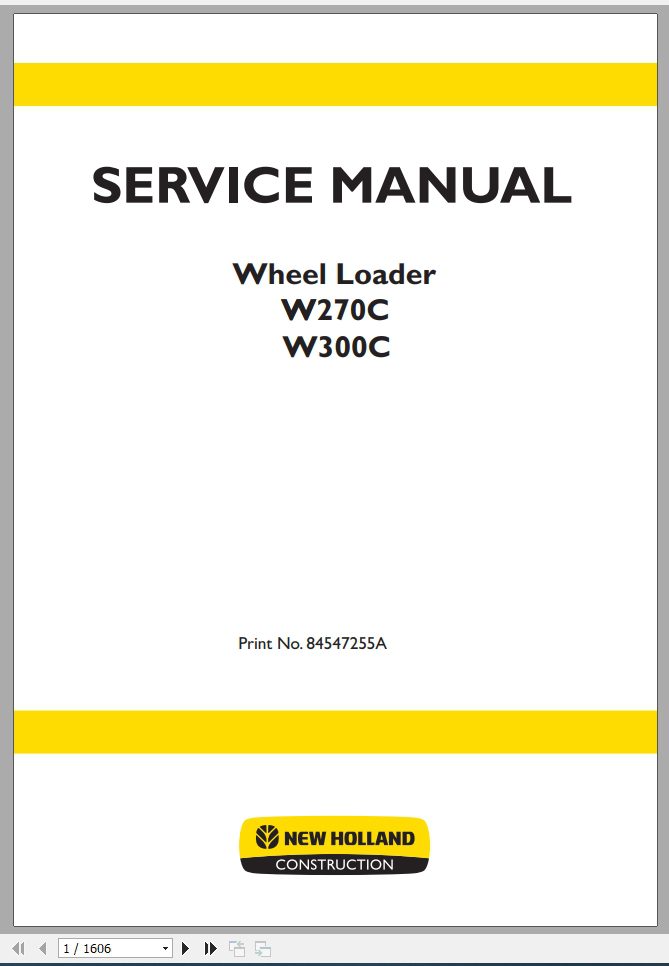 New Holland Wheel Loader W270C W300C Service Manual84547255A 2