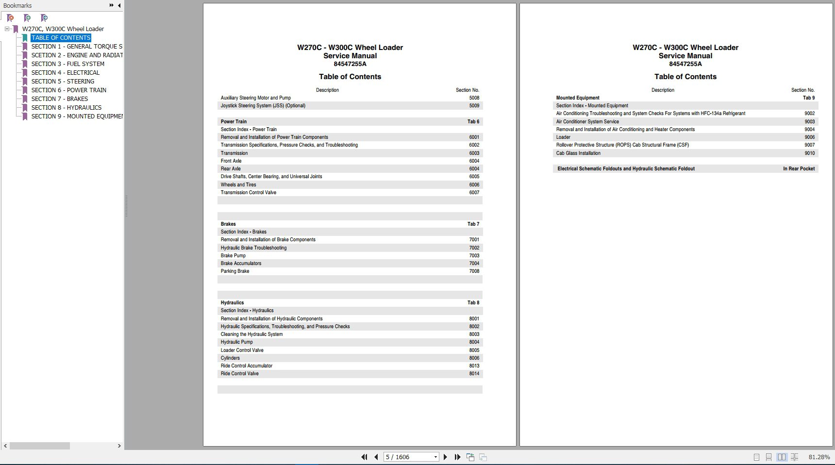 New Holland Wheel Loader W270C W300C Service Manual84547255A 3