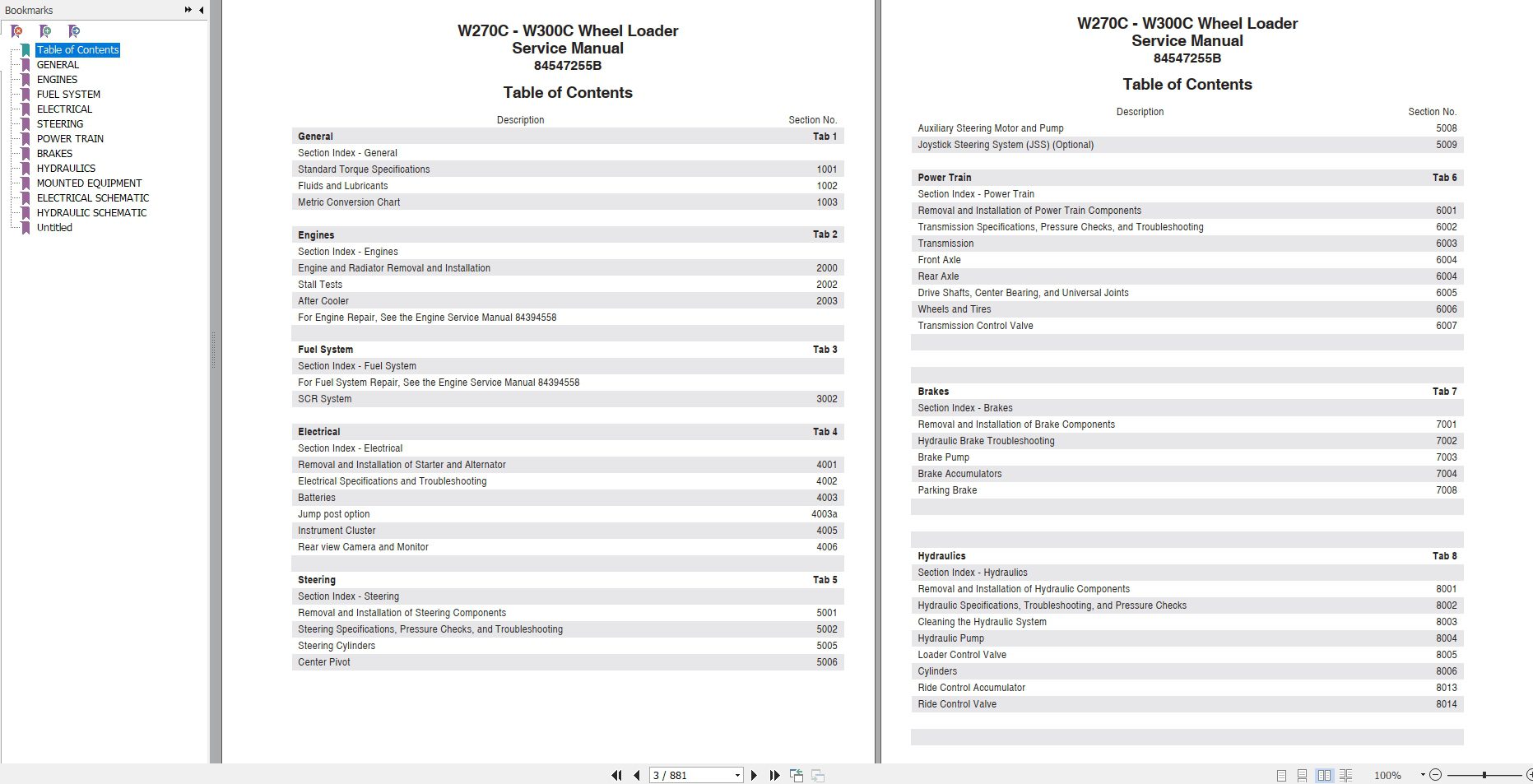 New Holland Wheel Loader W270C W300C Service Manual84547255B 3