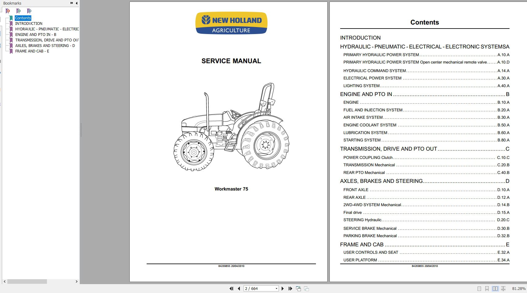 New Holland Workmaster 75 Service Manual84269855 2
