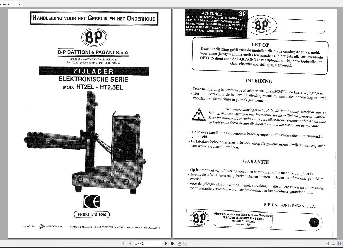 Battioni Pagani Forklift Parts Manuals3