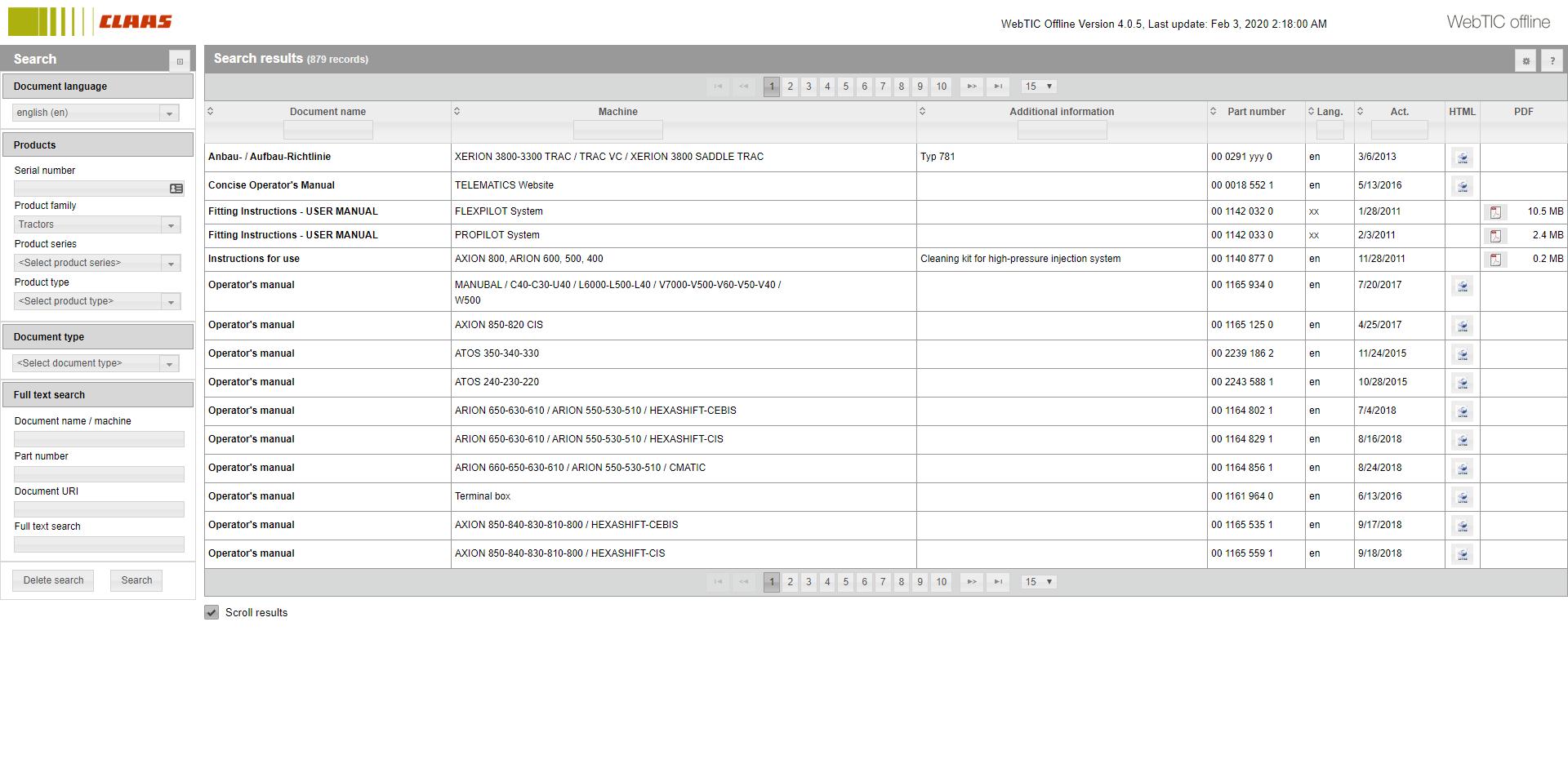 CLAAS WebTIC Offline 022020 Repair and Service Documentation2