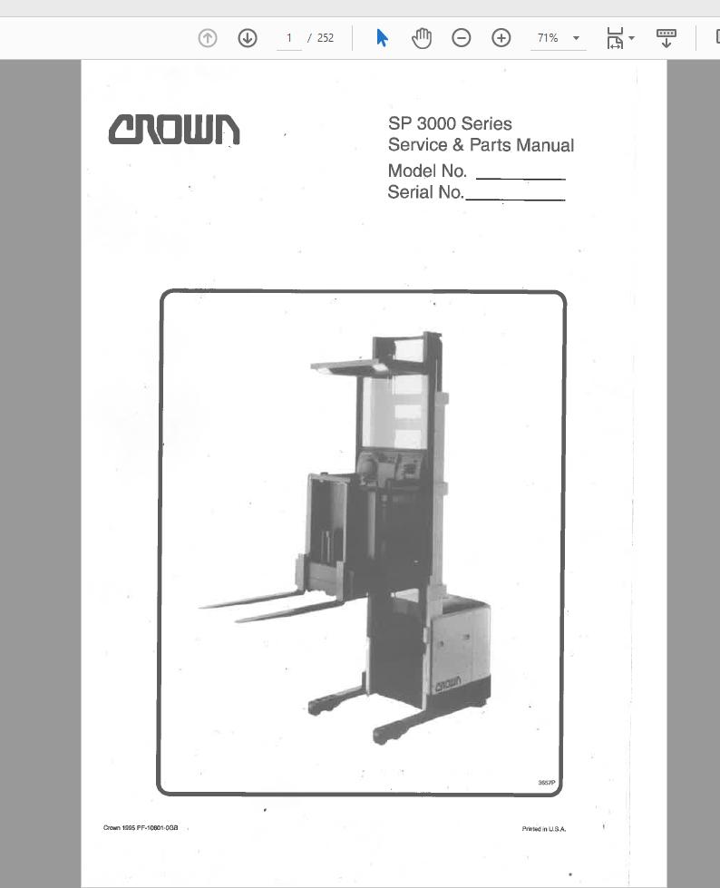 Crown Forklift Part Service Manual CD5tSfs6