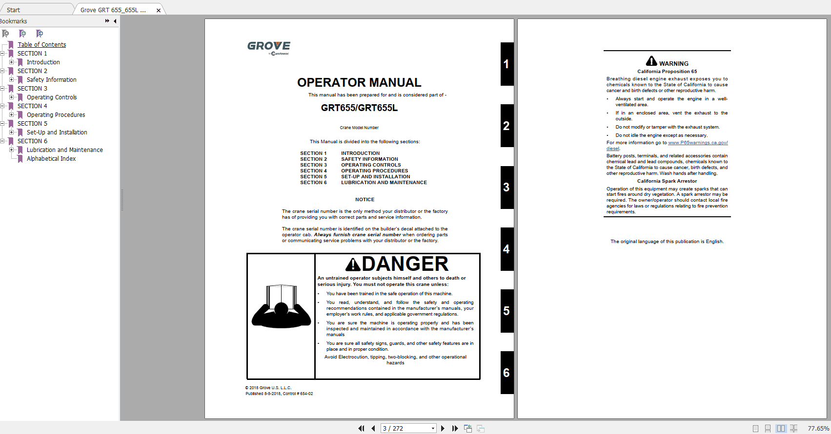 Grove Crane GRT 655655L Operators Manual Parts List 2