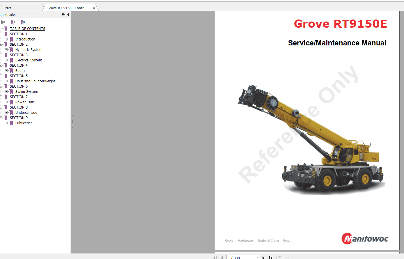 Grove Crane RT9150E Operators Maintenance ManualService Manual