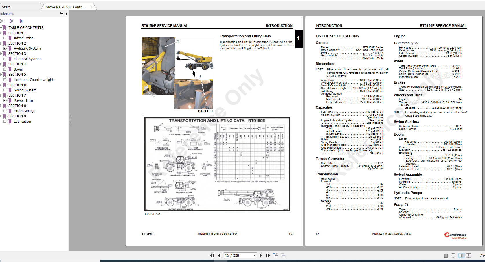 Grove Crane RT9150E Operators Maintenance ManualService Manual 5