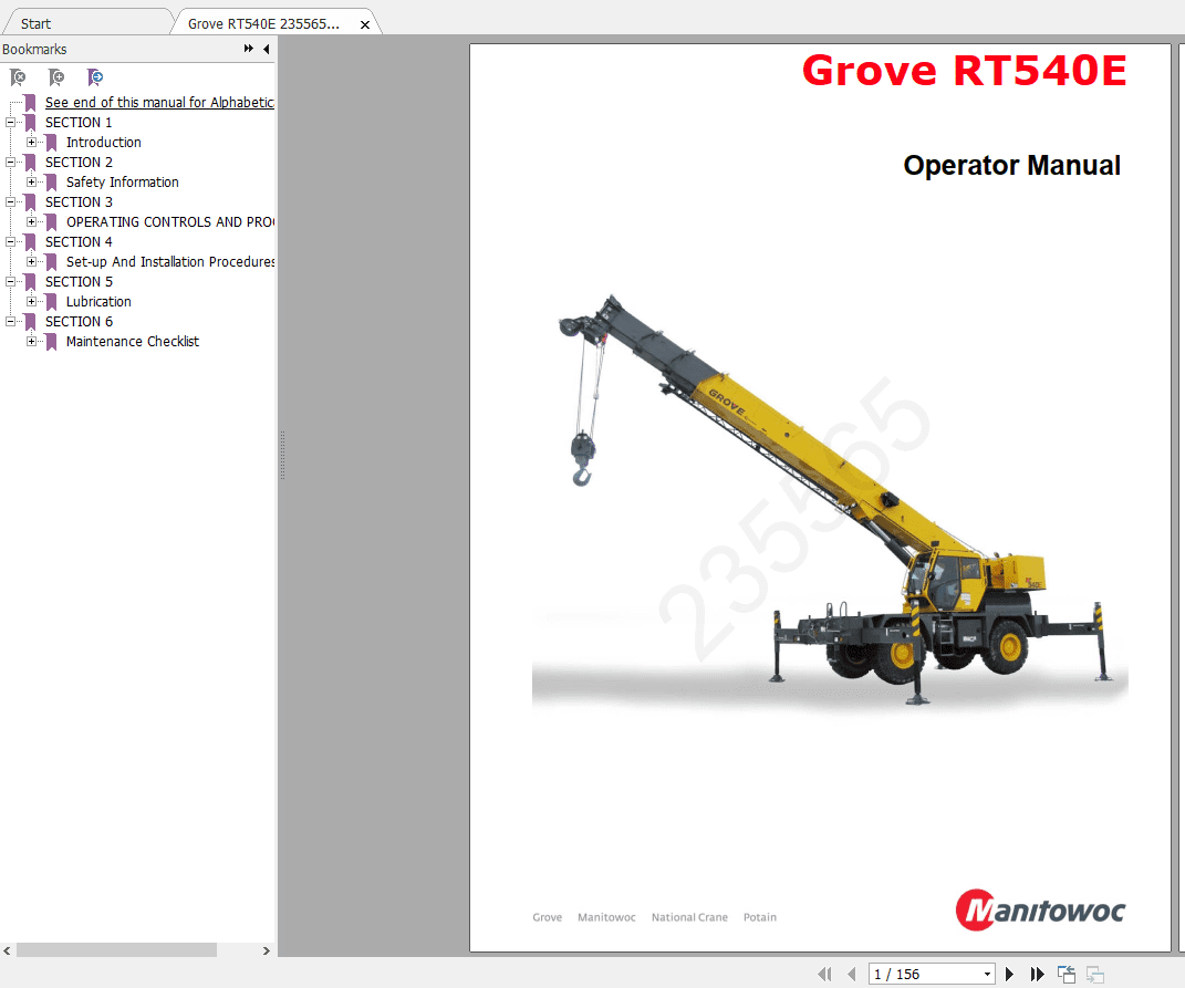 Grove Crane RT 540E Shop Manuals 1