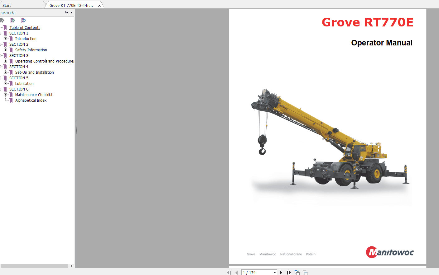 Grove Cranes RT770E Operators Manual 1