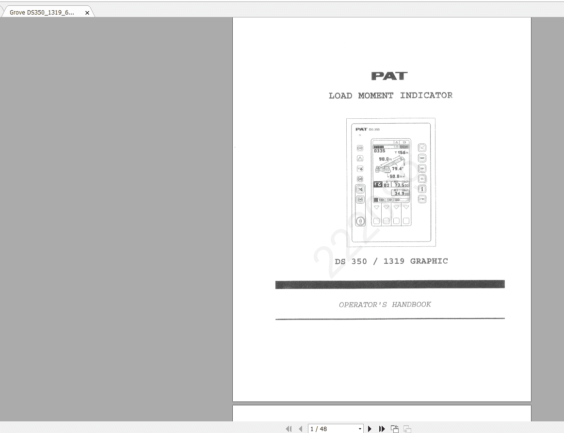 Grove DS35013196THEDITION PAT Operators Handbook