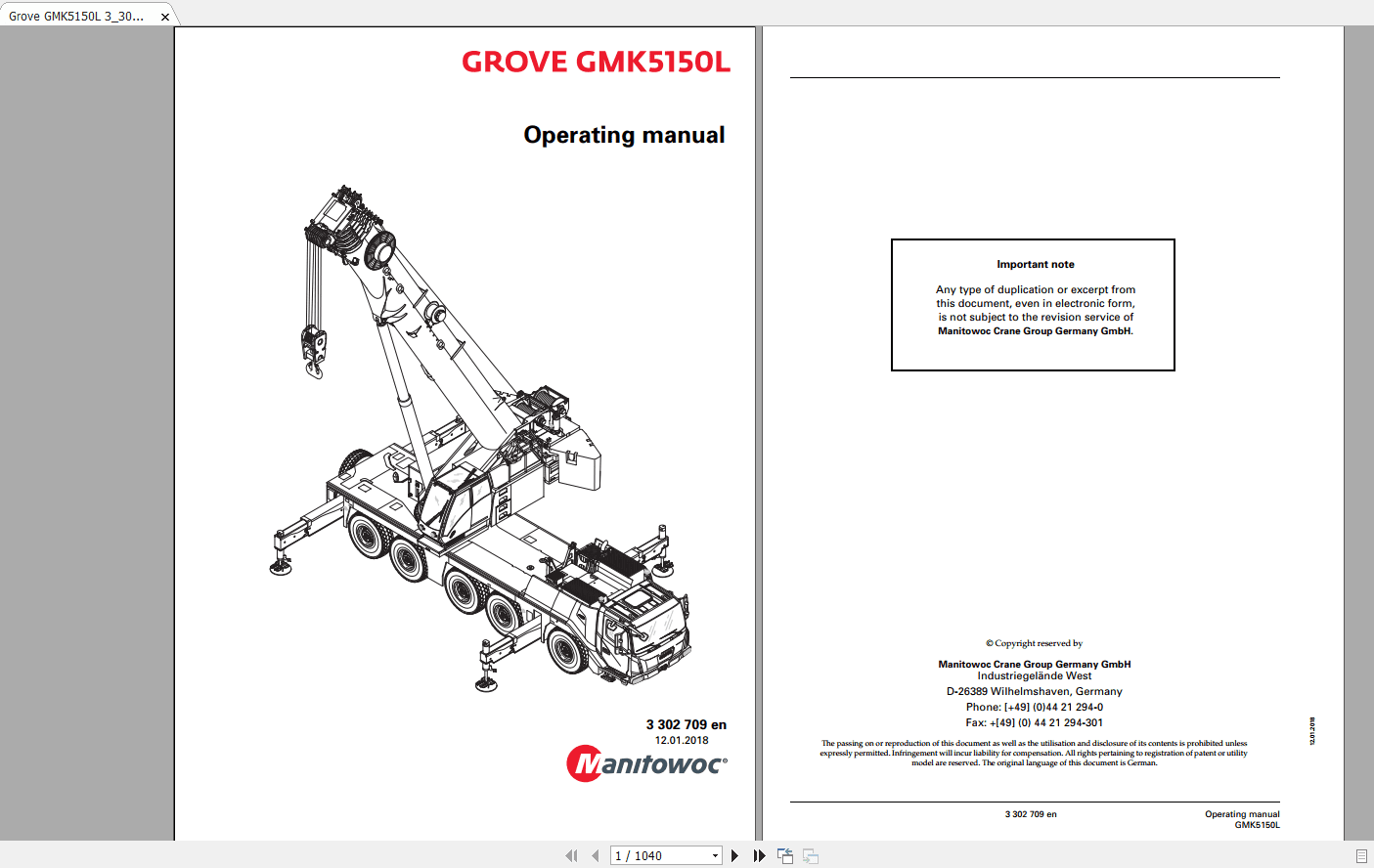 Grove GMK5150L 3302709EN Operating Manual 3