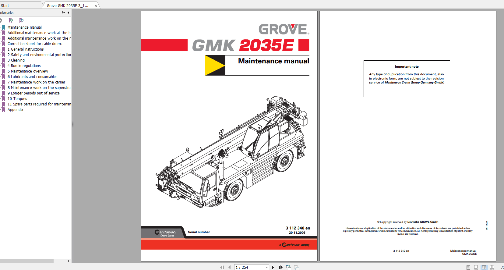 Grove Mobile Crane GMK 2035E Operating Maintenance Manual 3