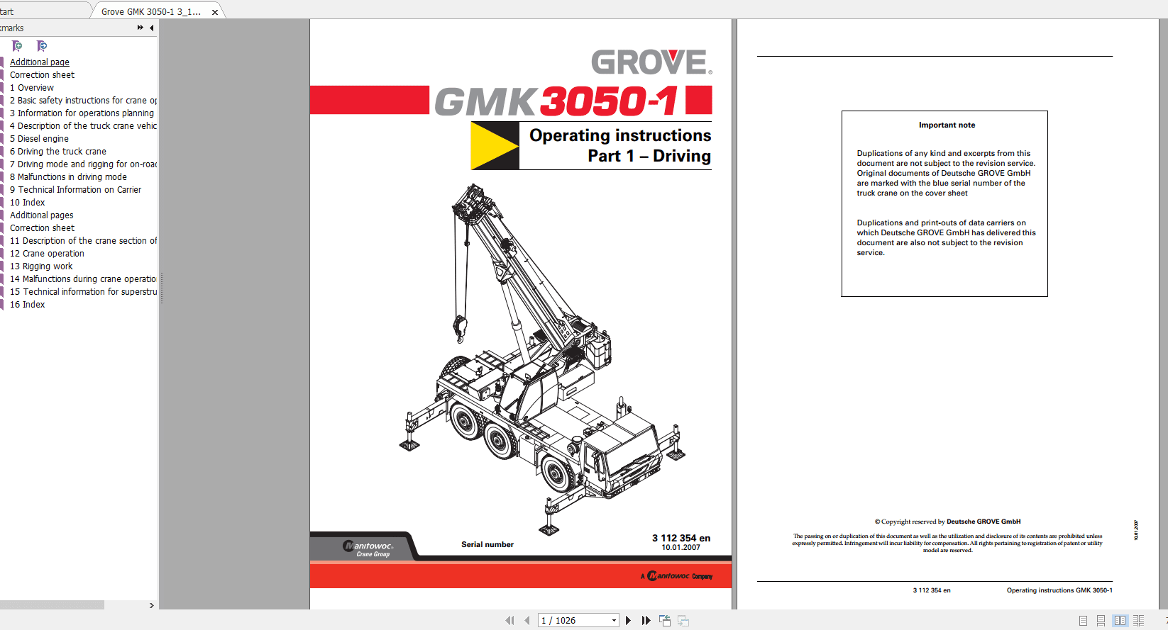 Grove Mobile Crane GMK 3050 1 Operating Maintenance Manual 1