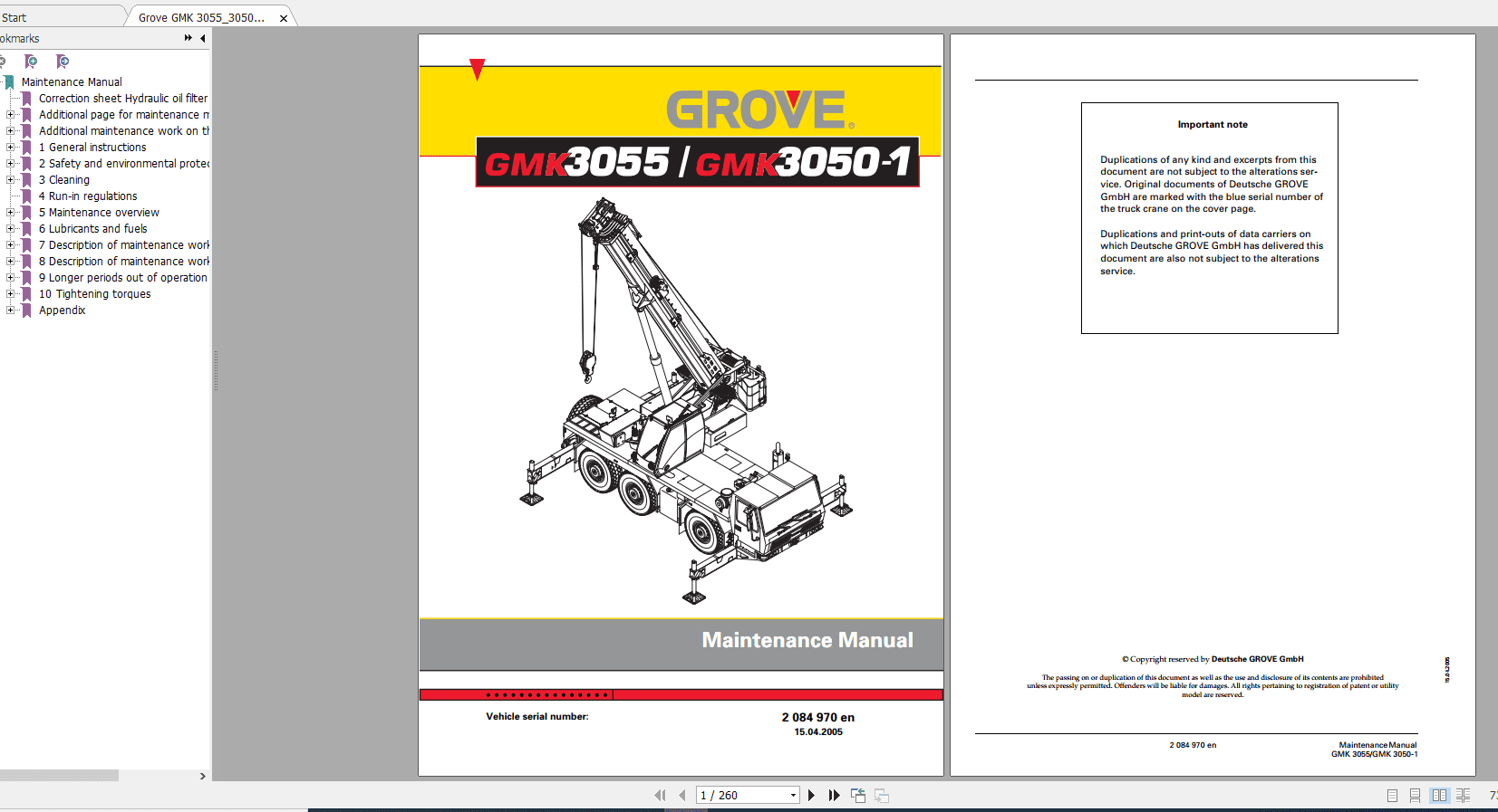 Grove Mobile Crane GMK 3050 1 Operating Maintenance Manual 2
