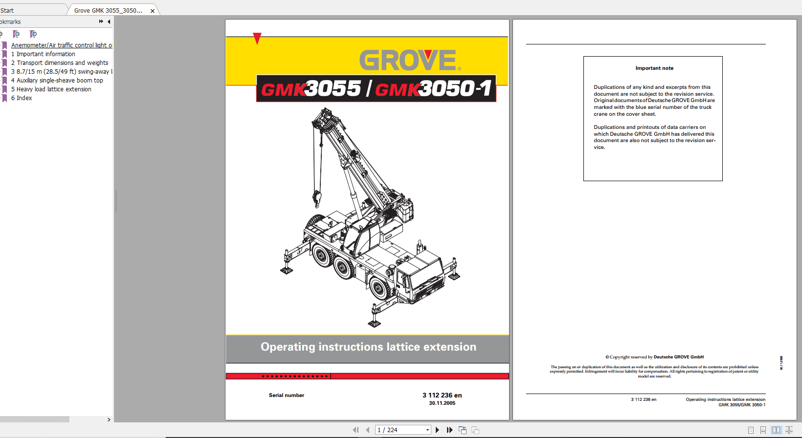 Grove Mobile Crane GMK 3050 1 Operating Maintenance Manual 3