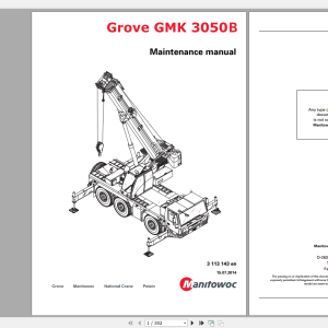 Grove Mobile Crane GMK 3050B Operating Maintenance Manual 1