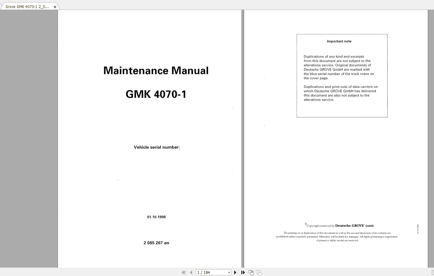 Grove Mobile Crane GMK 4070 1 Maintenance Manual 1