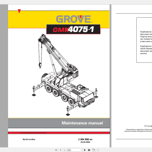 Grove Mobile Crane GMK 4075 1 Operating Maintenance Manual 1