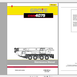 Grove Mobile Crane GMK 4075 Operating Maintenance Manual 1