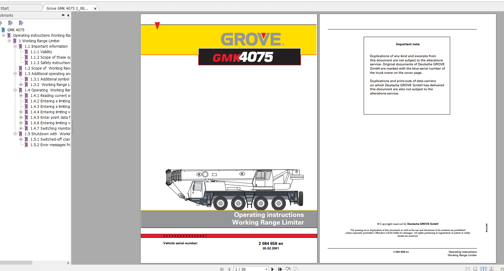 Grove Mobile Crane GMK 4075 Operating Maintenance Manual 3