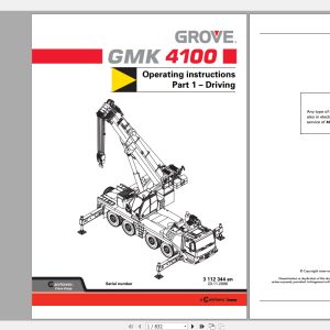 Grove Mobile Crane GMK 4100 Operating Maintenance Manual 1