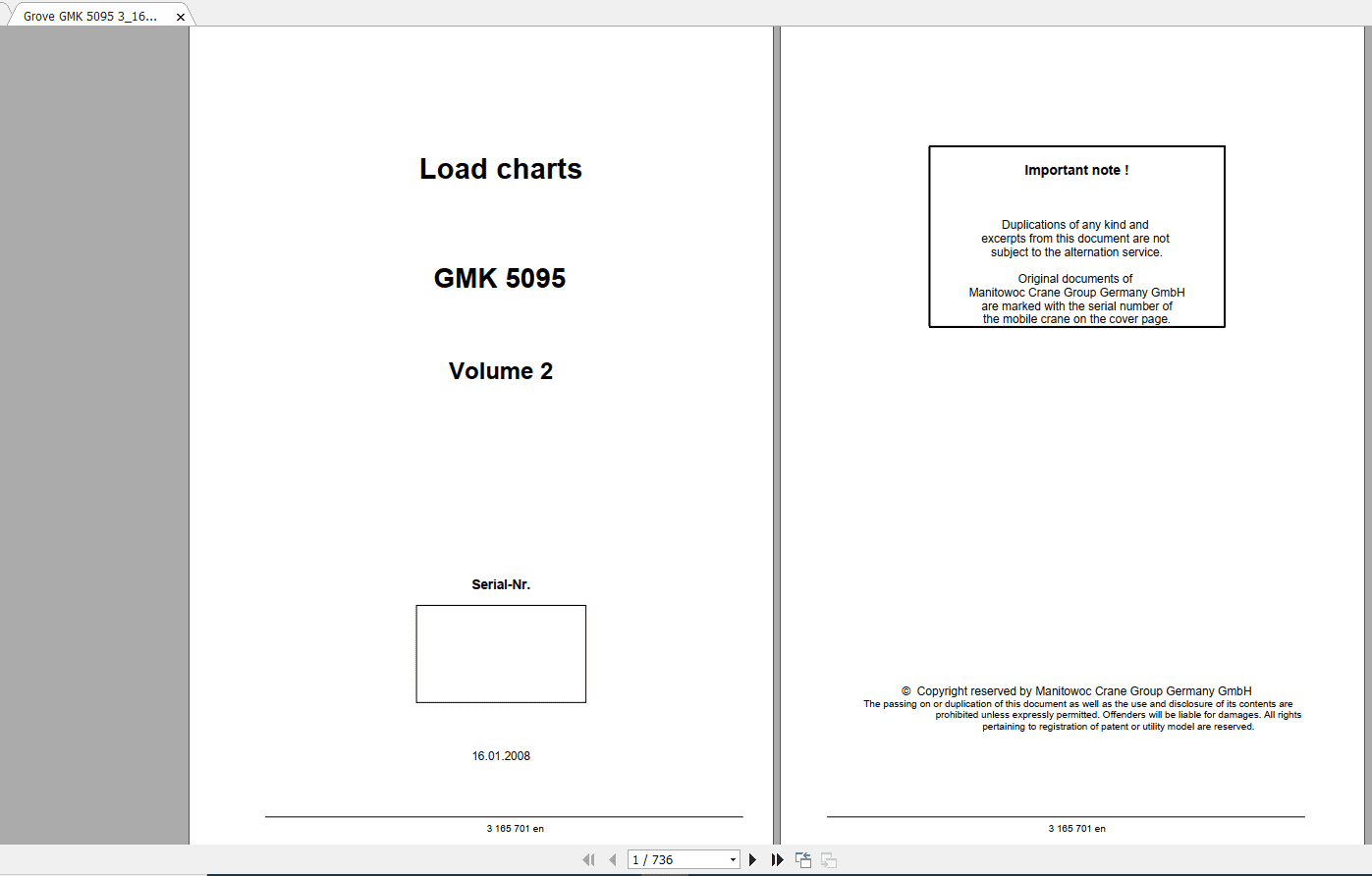 Grove Mobile Crane GMK 5095 Operating Maintenance Manual 4