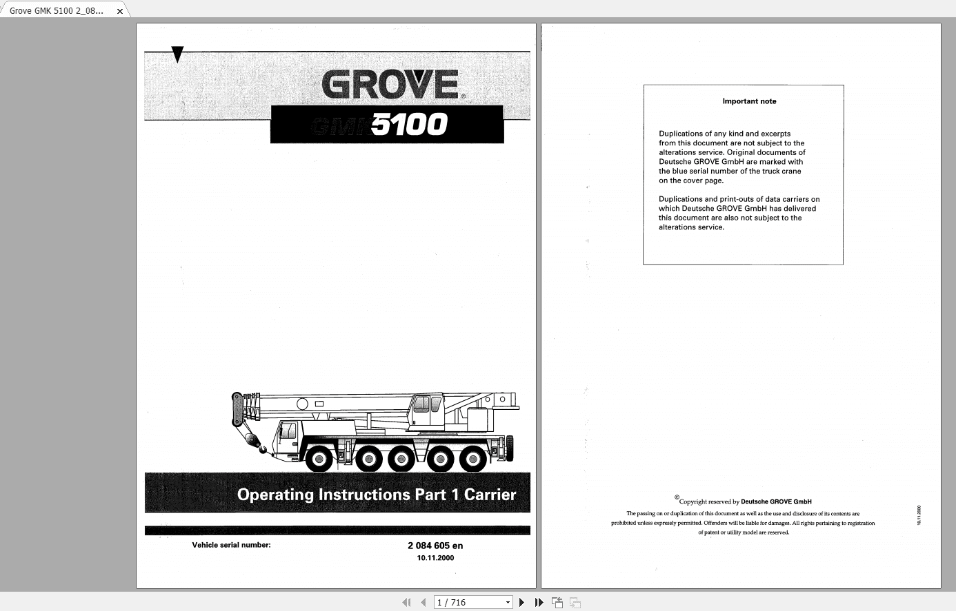 Grove Mobile Crane GMK 5100 Operating Maintenance Manual 3