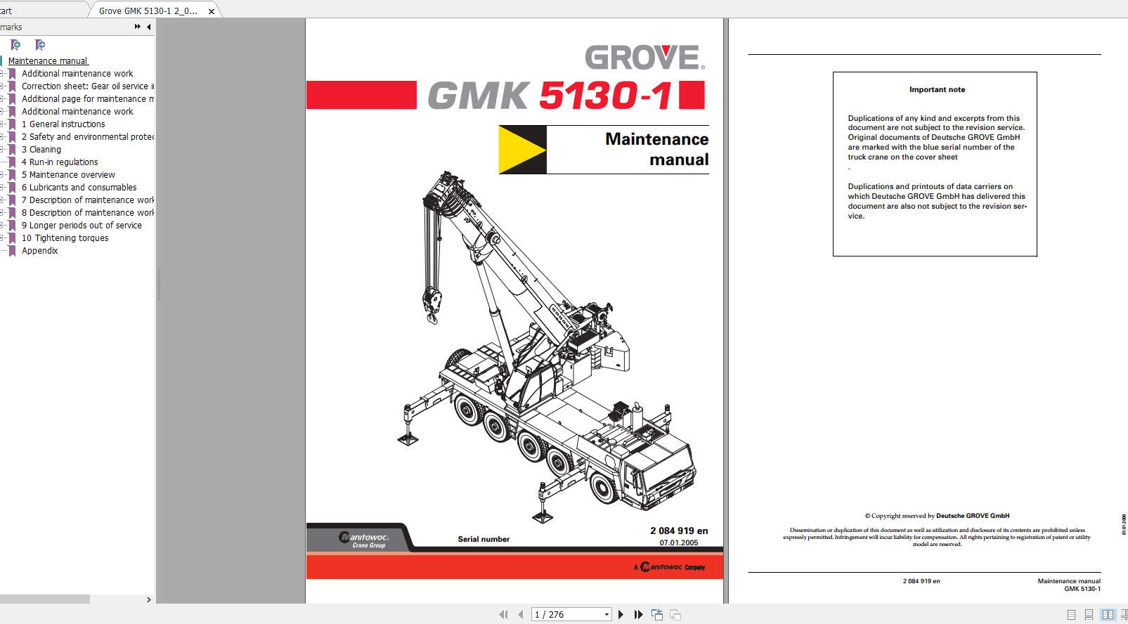 Grove Mobile Crane GMK 5130 1 Operating Maintenance Manual 1