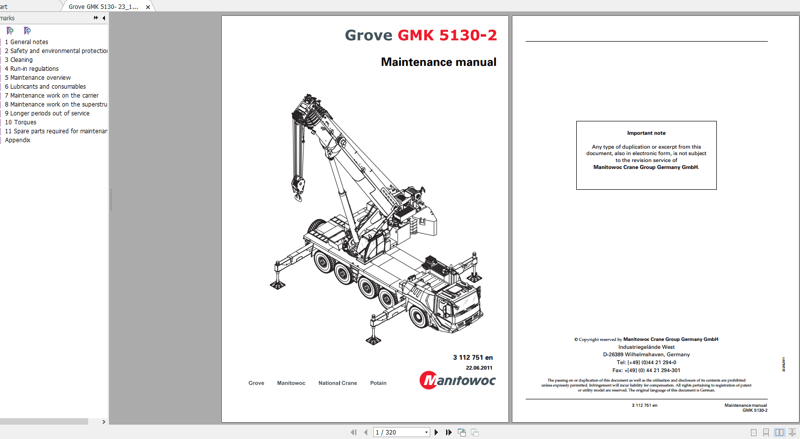 Grove Mobile Crane GMK 5130 2 Operating Maintenance Manual 1
