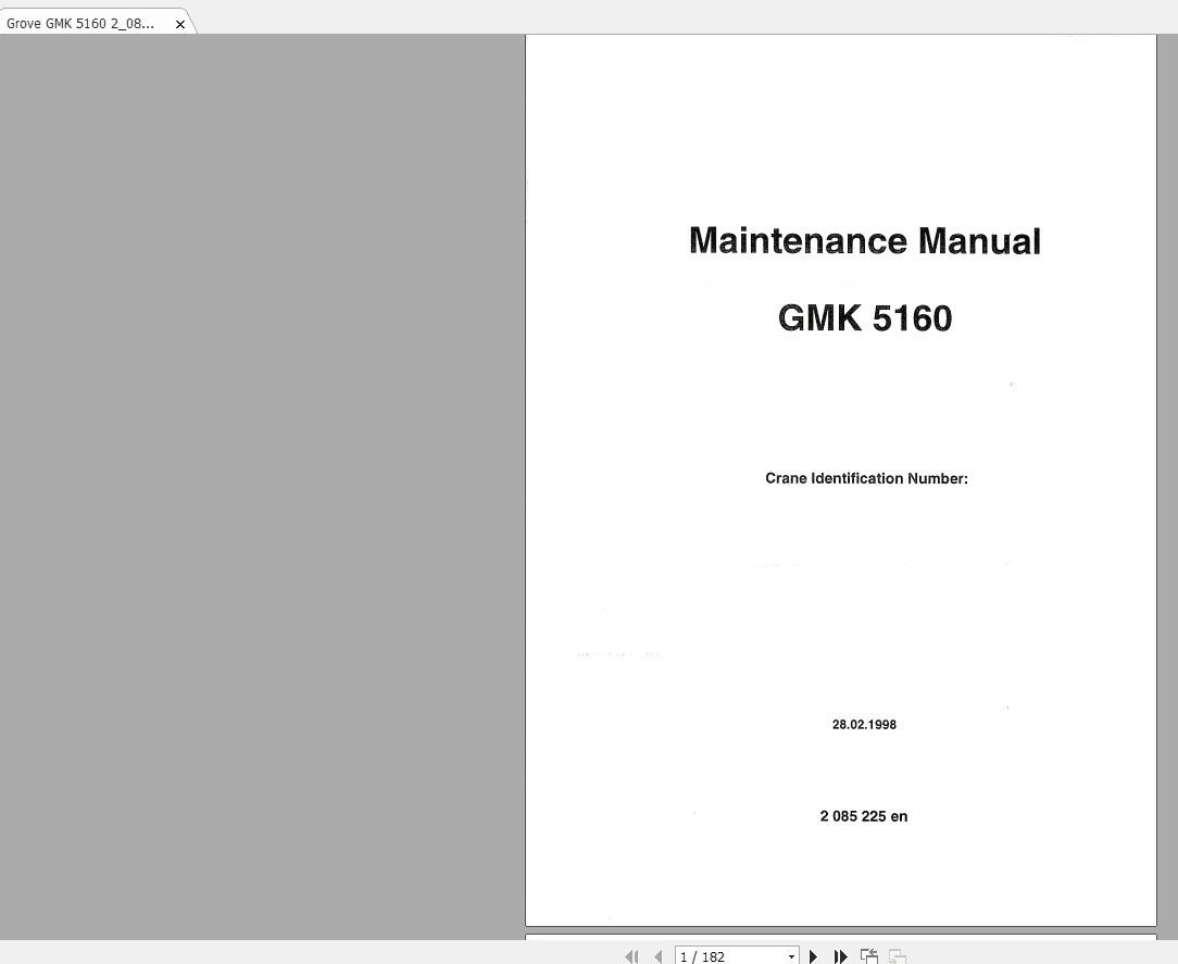 Grove Mobile Crane GMK 5160 Operating Maintenance Manual 1