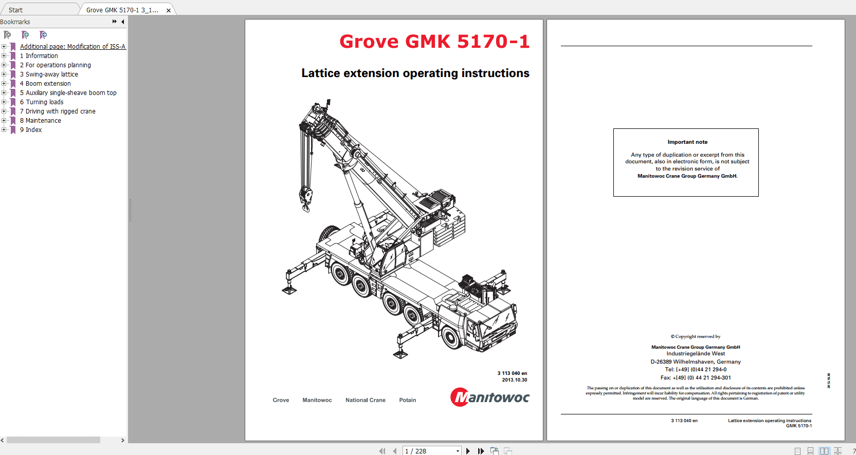 Grove Mobile Crane GMK 5170 1 Operating Maintenance Manual 2