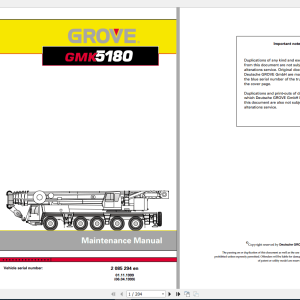 Grove Mobile Crane GMK 5180 Operating Maintenance Manual