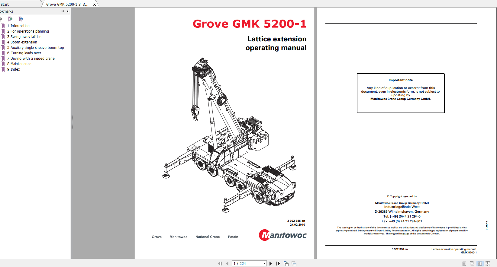 Grove Mobile Crane GMK 5200 1 Operating Maintenance Manual 2
