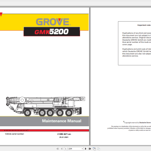 Grove Mobile Crane GMK 5200 Operating Maintenance Manual