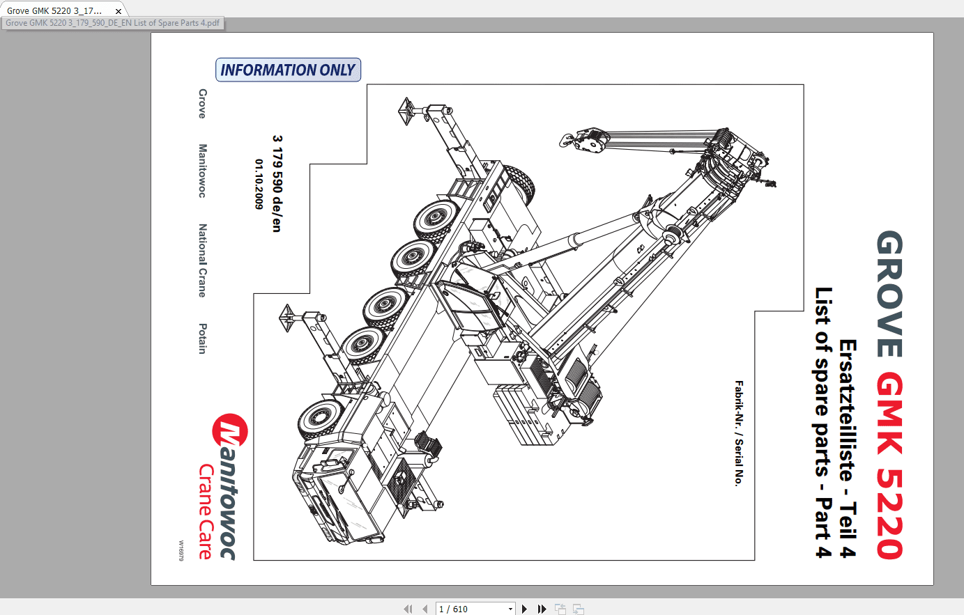 Grove Mobile Crane GMK 5220 Operating Maintenance Manual 5