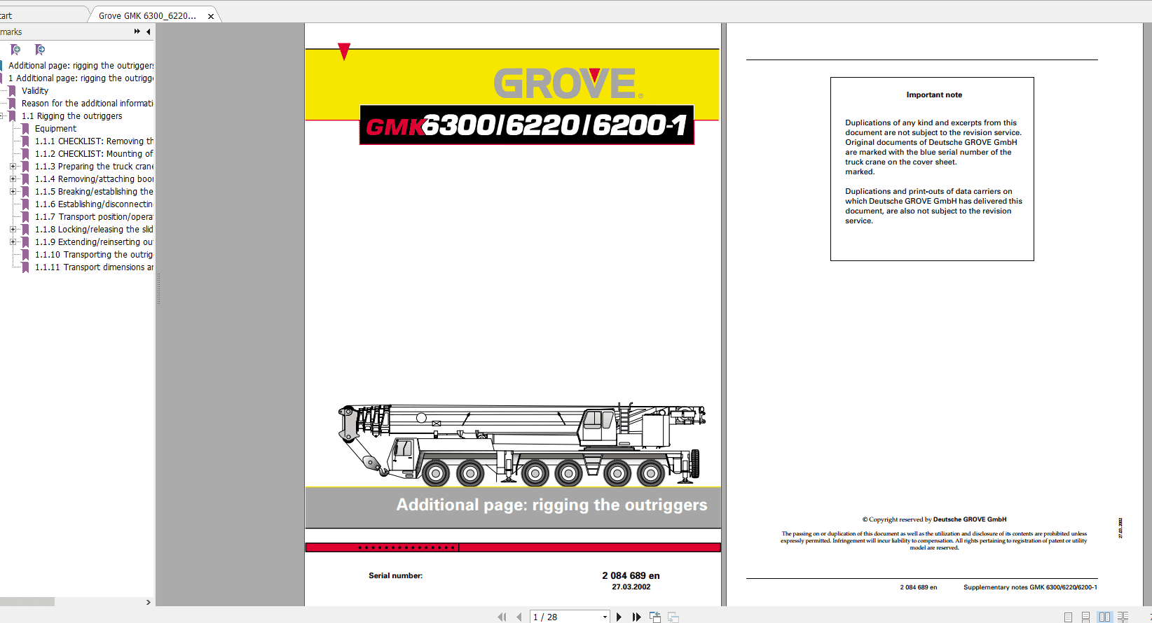 Grove Mobile Crane GMK 6200 1 Operating Maintenance Manual