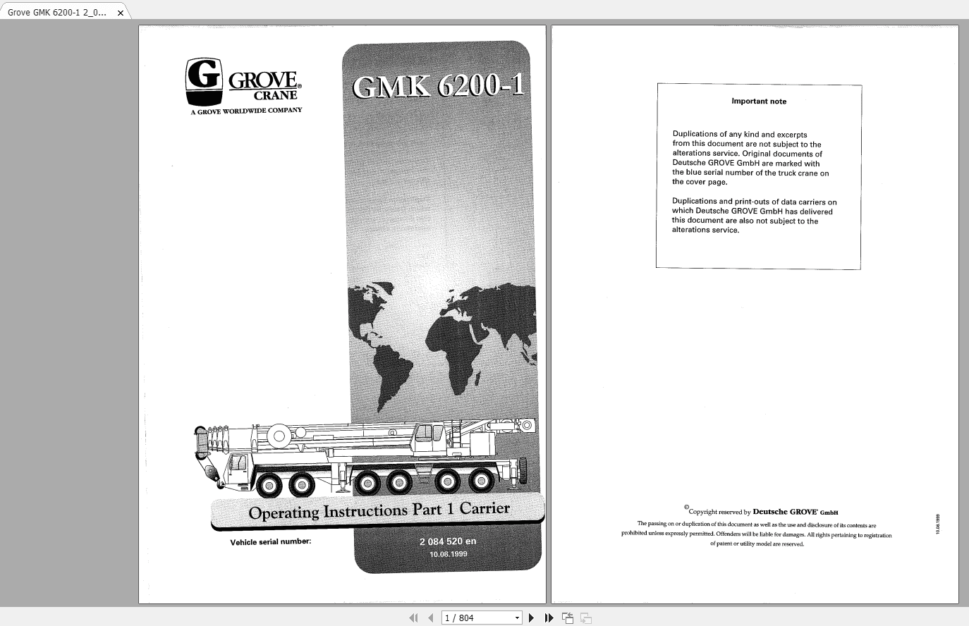 Grove Mobile Crane GMK 6200 1 Operating Maintenance Manual 2