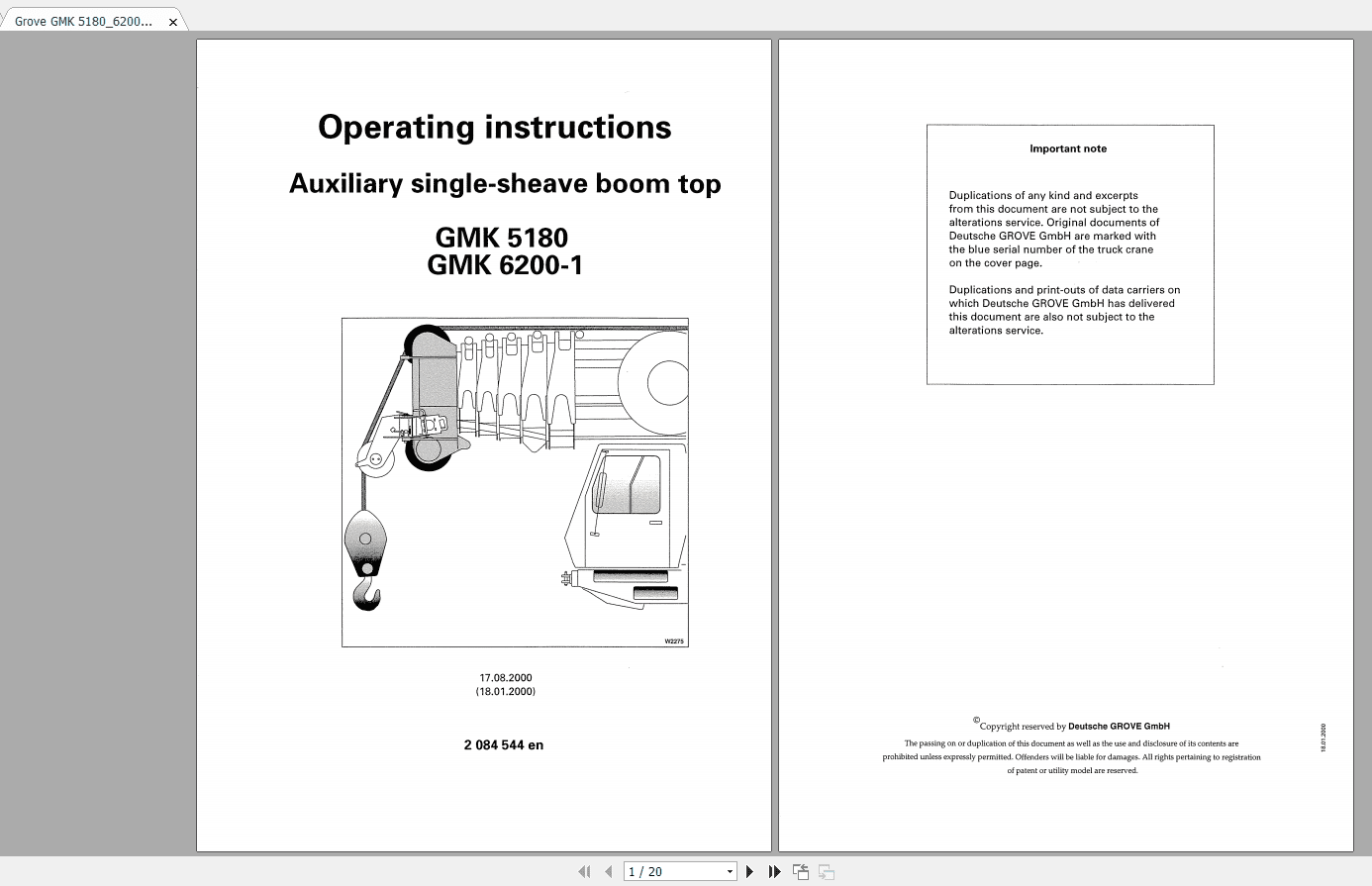 Grove Mobile Crane GMK 6200 1 Operating Maintenance Manual 4