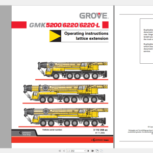 Grove Mobile Crane GMK 6220 L Operating Maintenance Manual 1