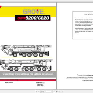 Grove Mobile Crane GMK 6220 Operating Maintenance Manual 1