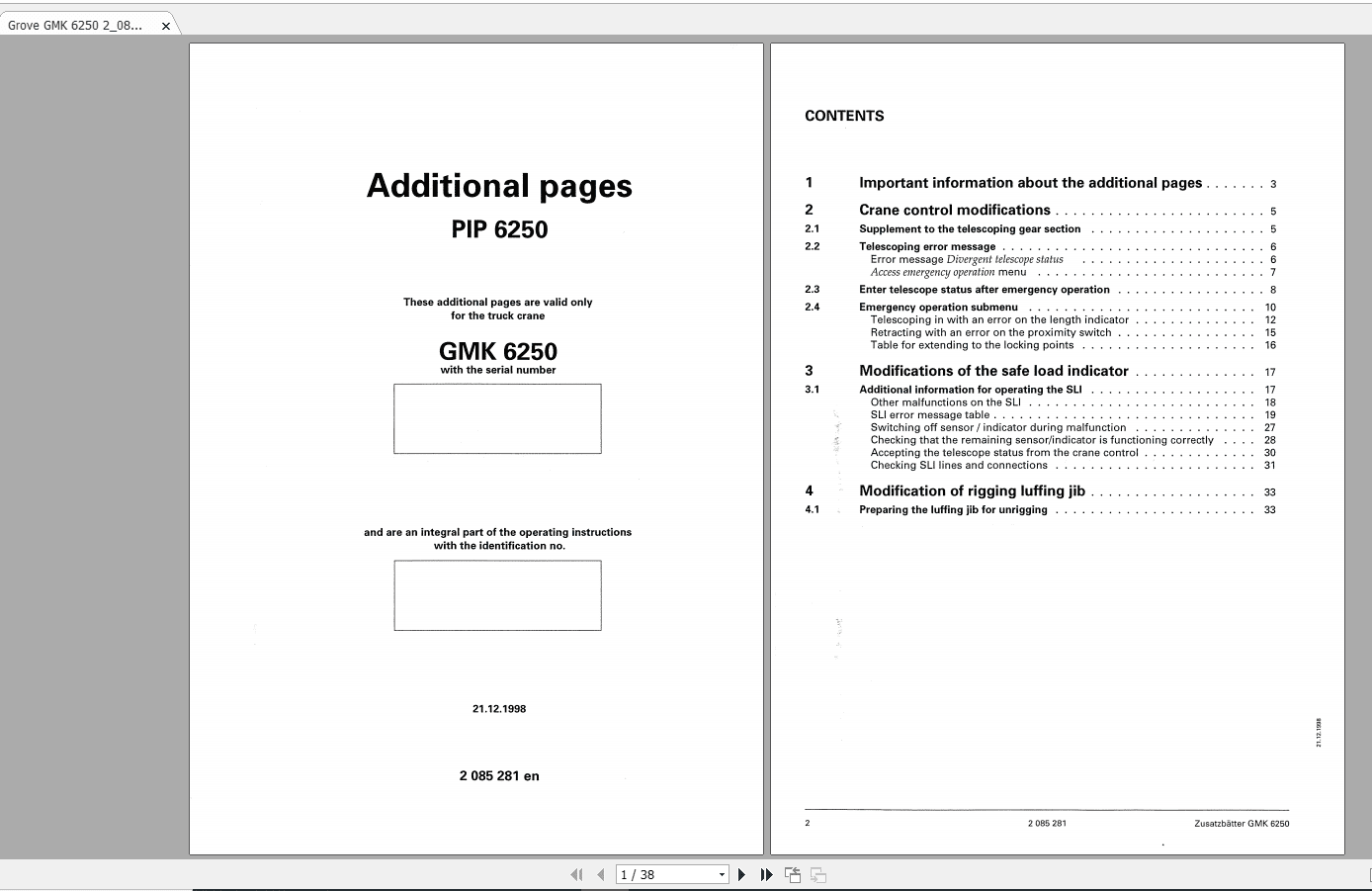 Grove Mobile Crane GMK 6250 Operating Maintenance Manual 4