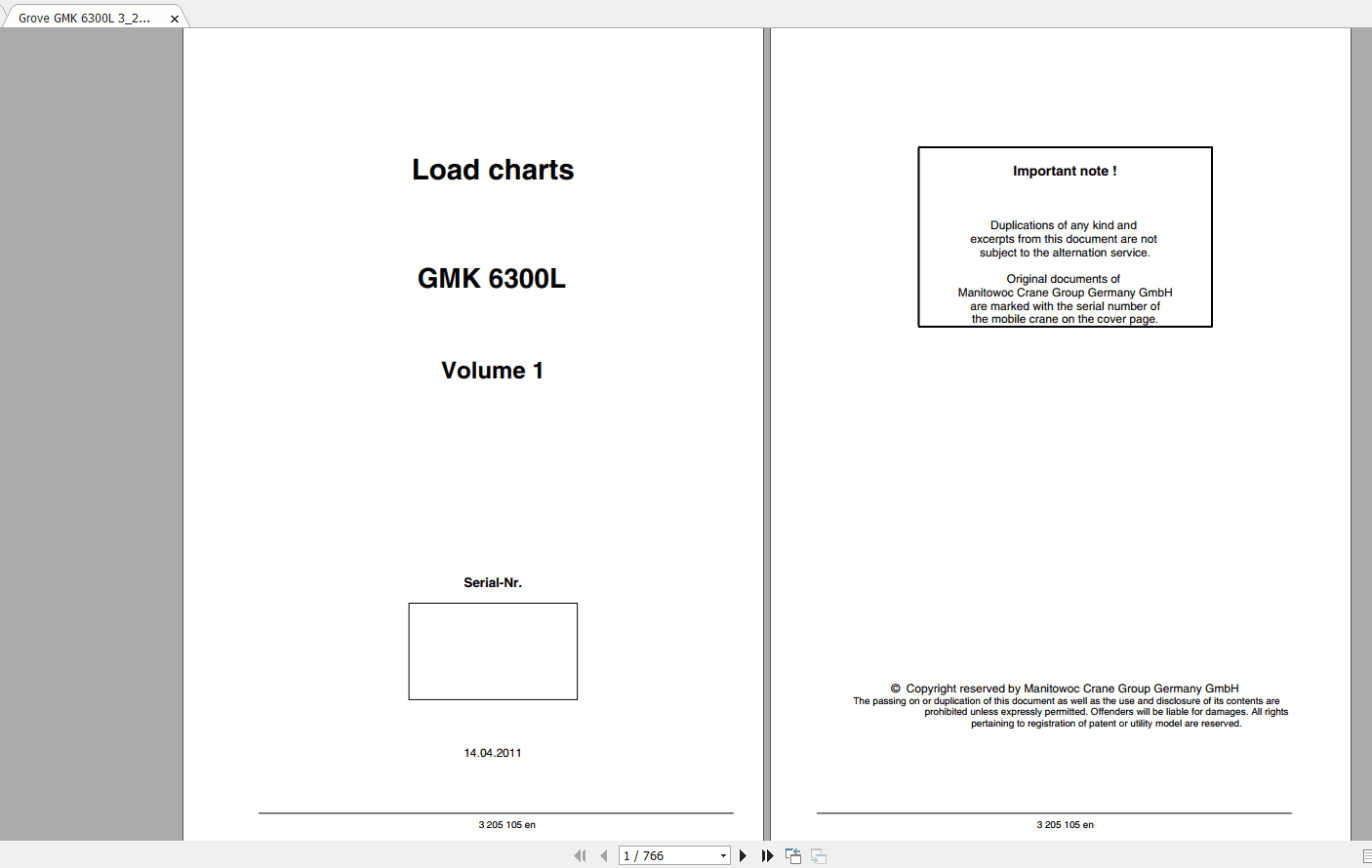 Grove Mobile Crane GMK 6300 L Operating Maintenance Manual 4