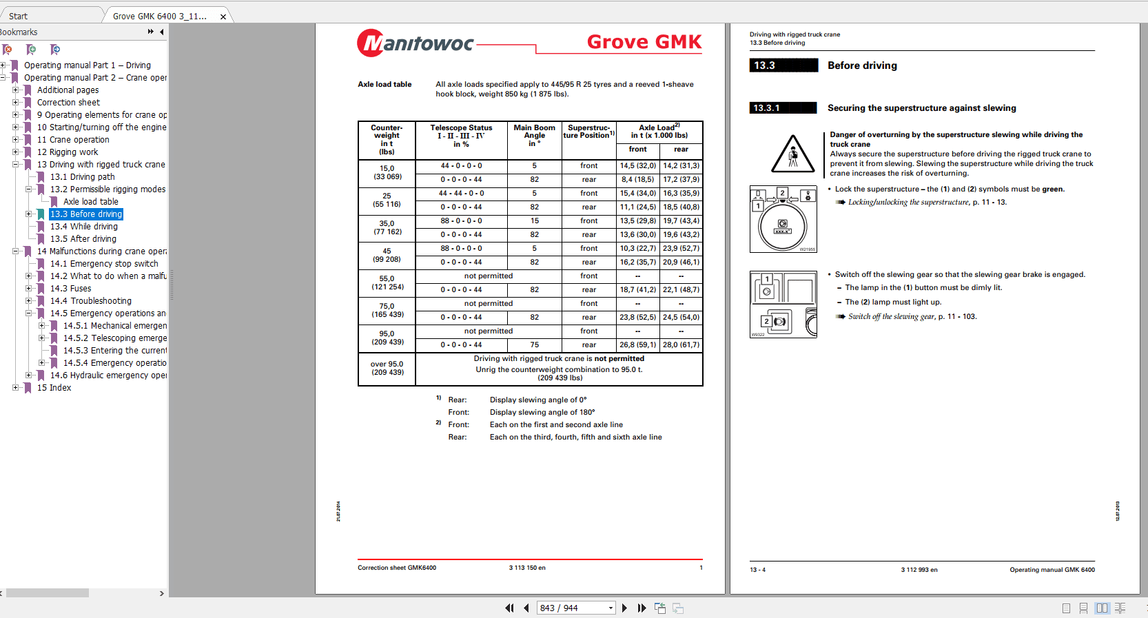 Grove Mobile Crane GMK 6400 Operating Maintenance Manual 2
