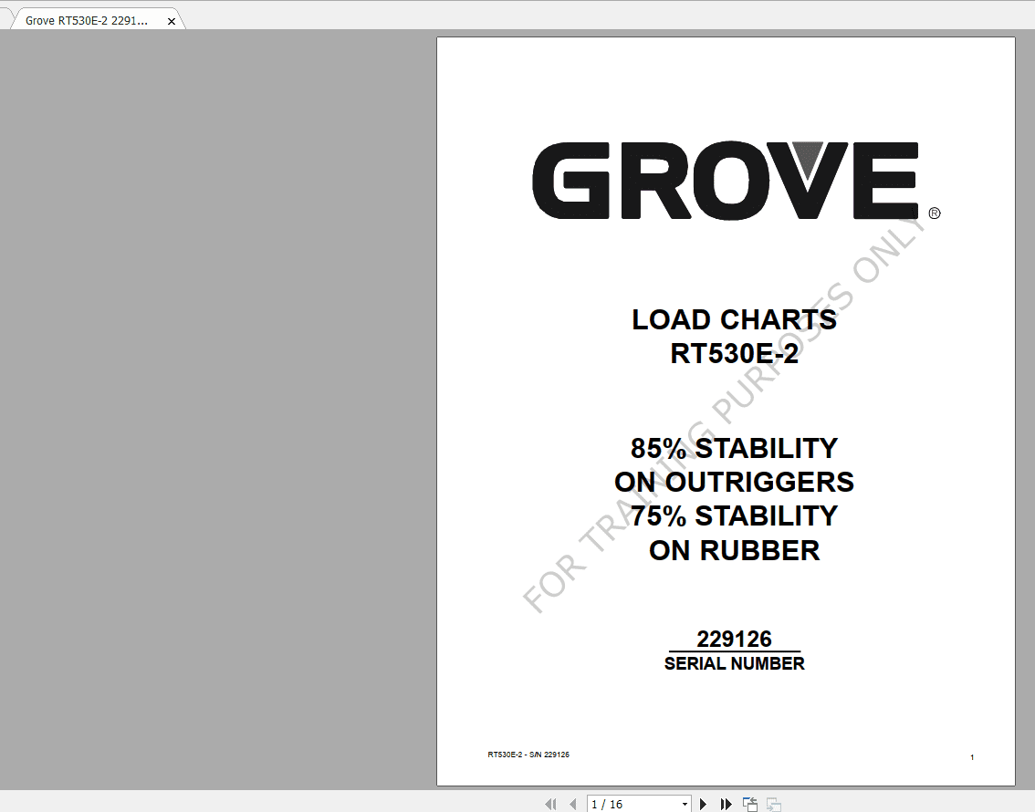 Grove RT530E 2 229126 Load Charts