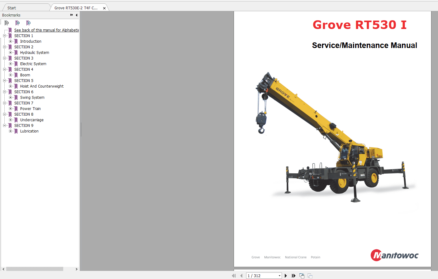 Grove RT530E 2 T4F Control584 00 Service Maintenance Manual