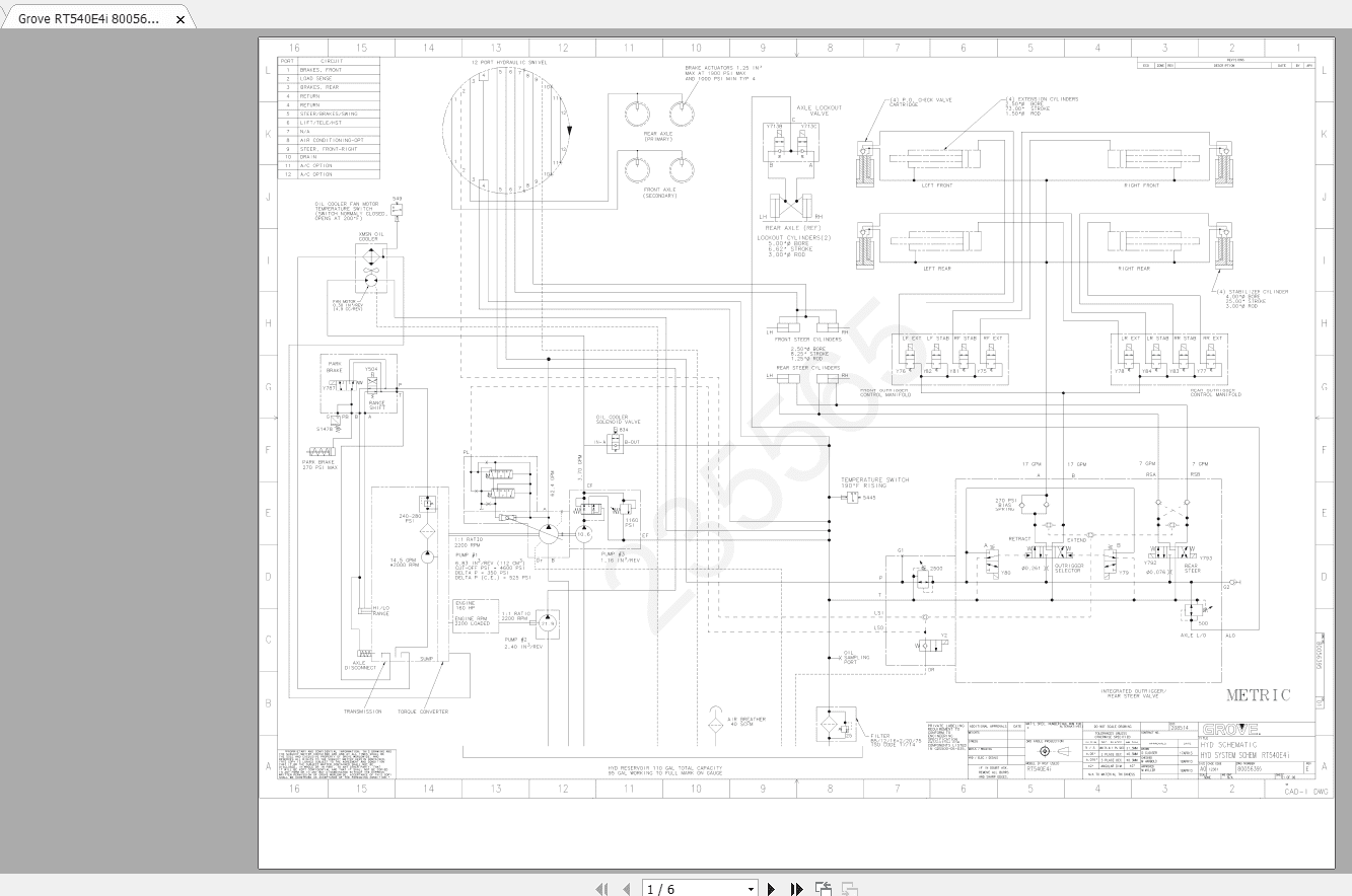 Grove RT540E4i 80056395 Hydraulic System Schemactic 3
