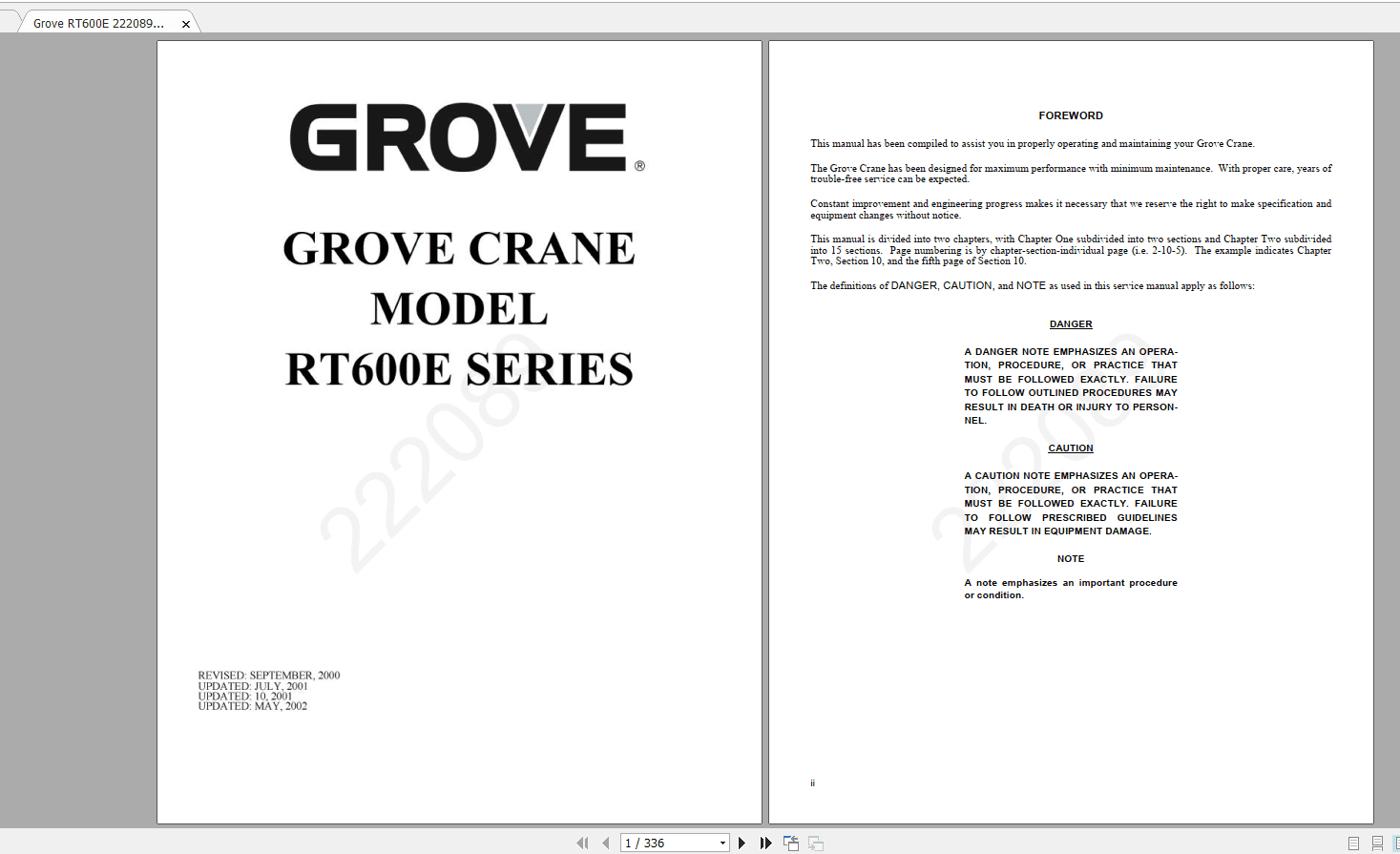 Grove RT600E 222089 Service Manual2002 1